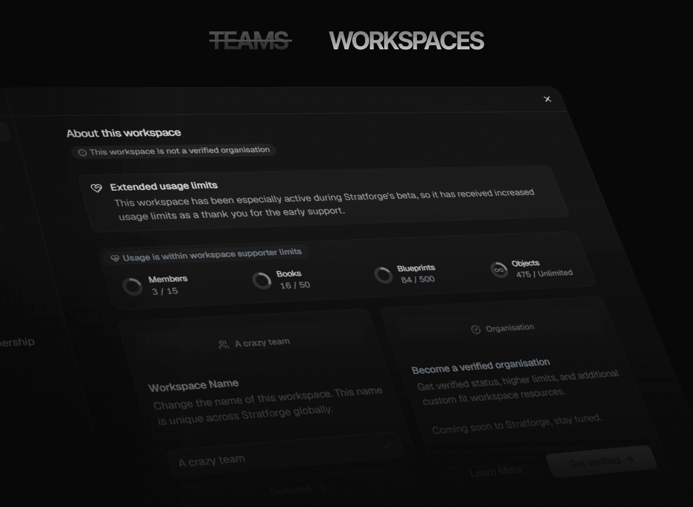 Stratforge workspaces changelog release screenshot